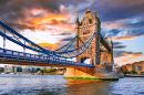Tower Bridge at Sunset, London, England
