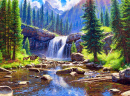 Mountain Landscape with a Waterfall