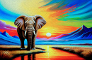 Elephant at Sunset in Kenya