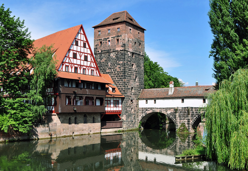 Vue sur le pont Charles, Nuremberg, Allemagne jigsaw puzzle in Ponts puzzles on TheJigsawPuzzles.com