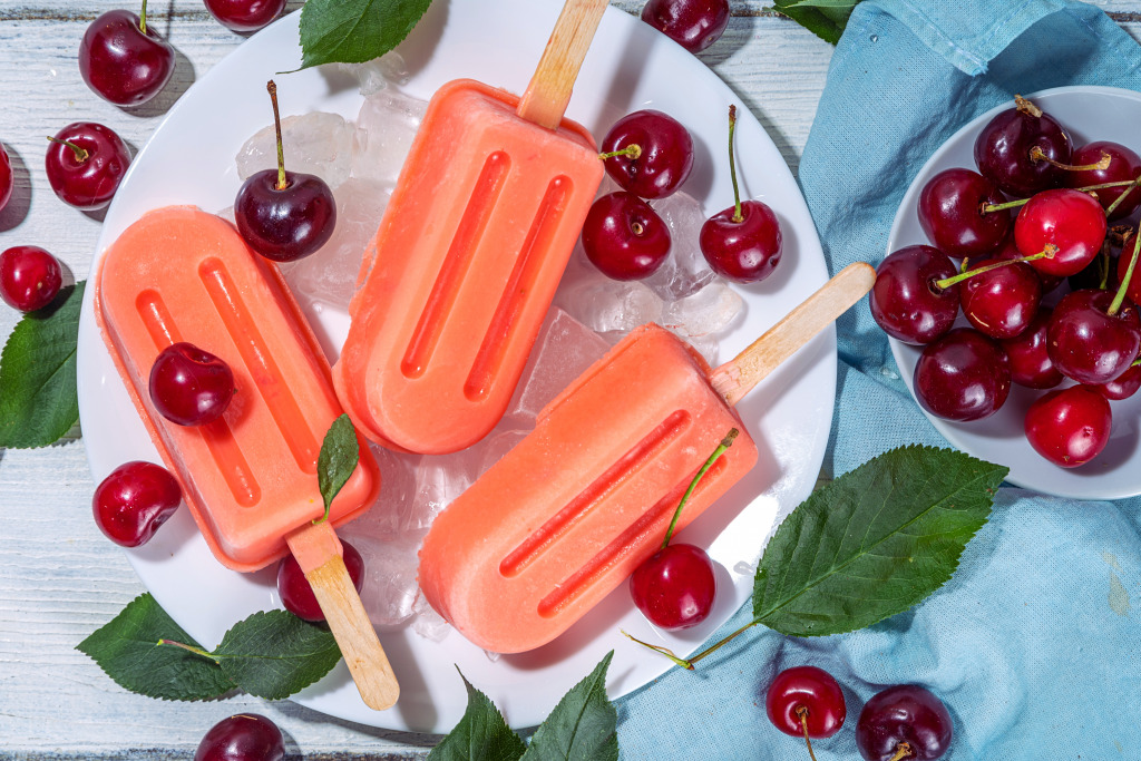 Homemade Cherry Yogurt Ice Cream Pops jigsaw puzzle in Fruits & Veggies puzzles on TheJigsawPuzzles.com
