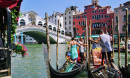 Gondolas on the Grand Canal near the Rialto Bridge