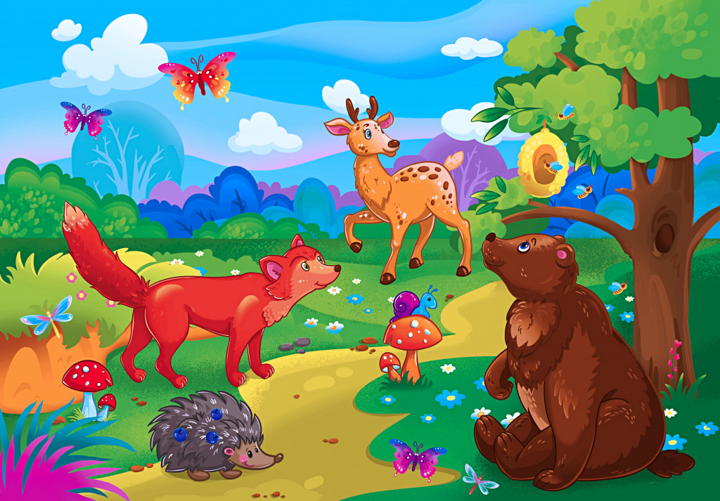 Glückliche Wildtiere jigsaw puzzle in Tiere puzzles on TheJigsawPuzzles.com